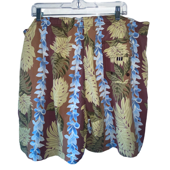 Tommy Bahama Relax Hawaiian blue brown Men's Swim trunks shorts size XL pockets - Picture 2 of 7